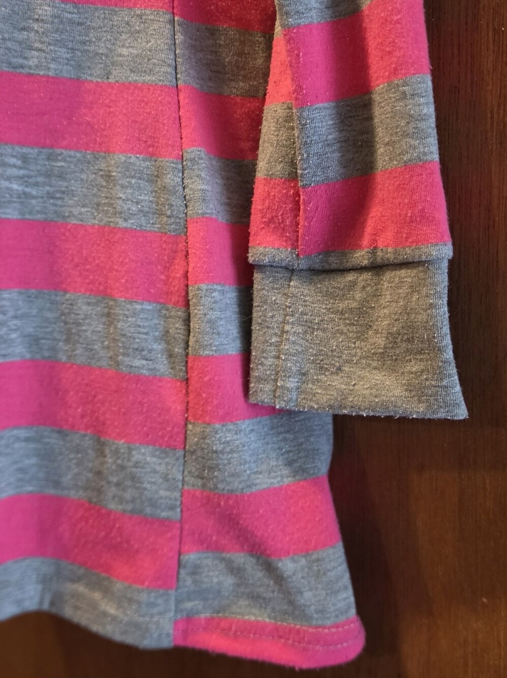 PINK Victoria's Secret Pink & Gray Striped Long-Sleeve Button Henley SzXL - Picture 6 of 10